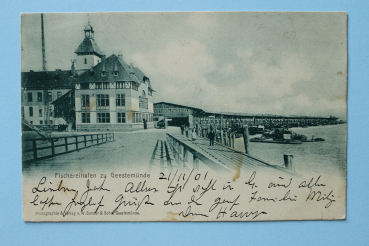 Ansichtskarte AK Bremen Geestemünde 1901 Fischereihafen Auktion und Packhalle Halle Fischerei Architektur Ortsansicht